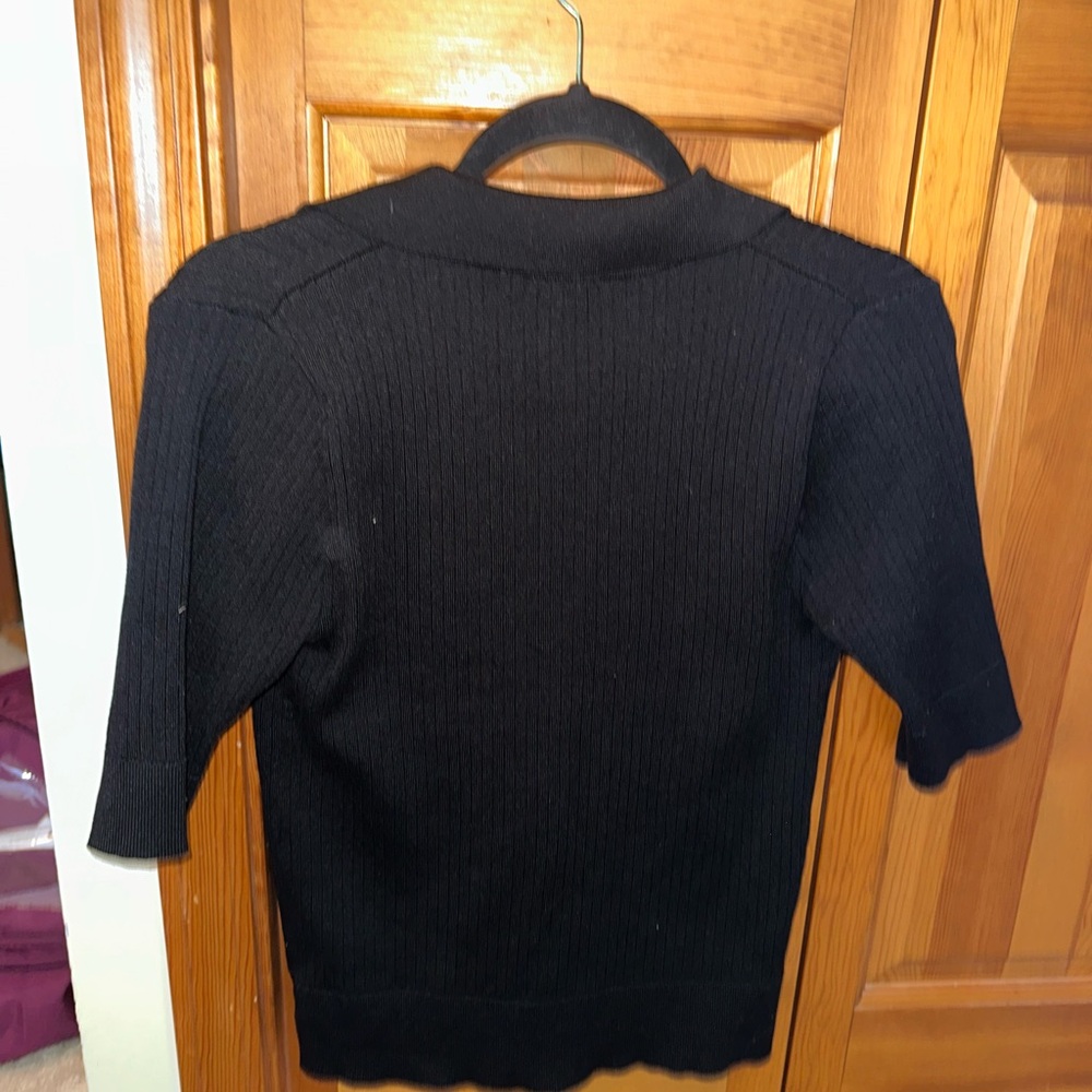 Classic Black V-Neck Knit Sweater - Picture 2 of 3